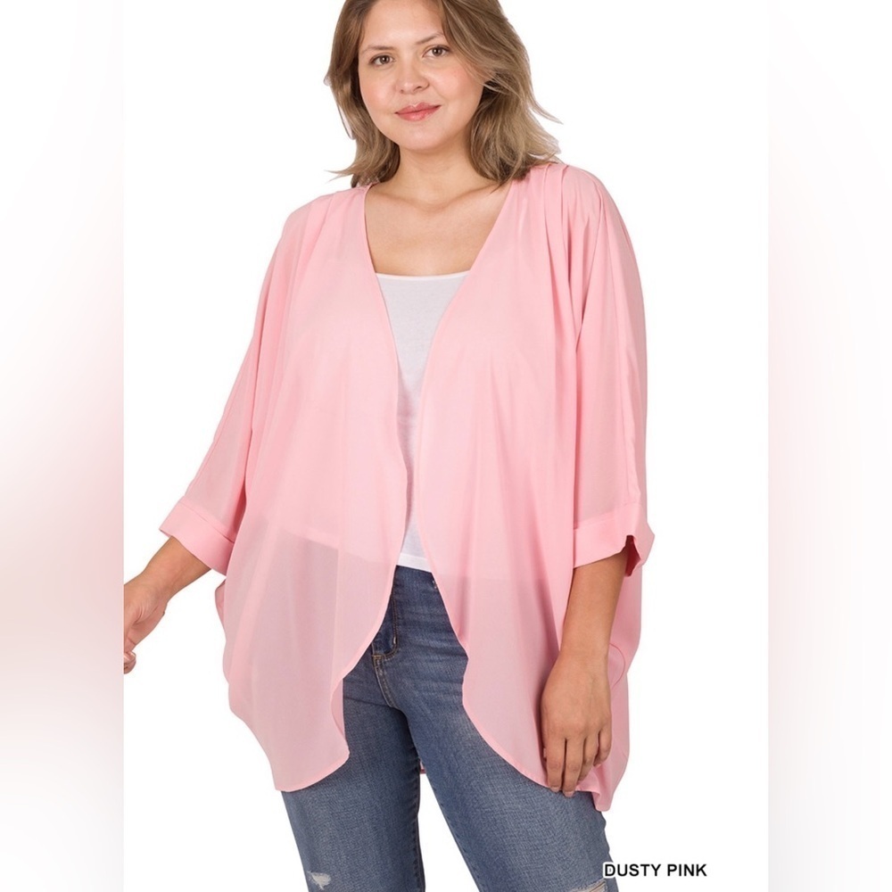 New! Plus Size Dusty Pink Open Front Cardigan Size 2X